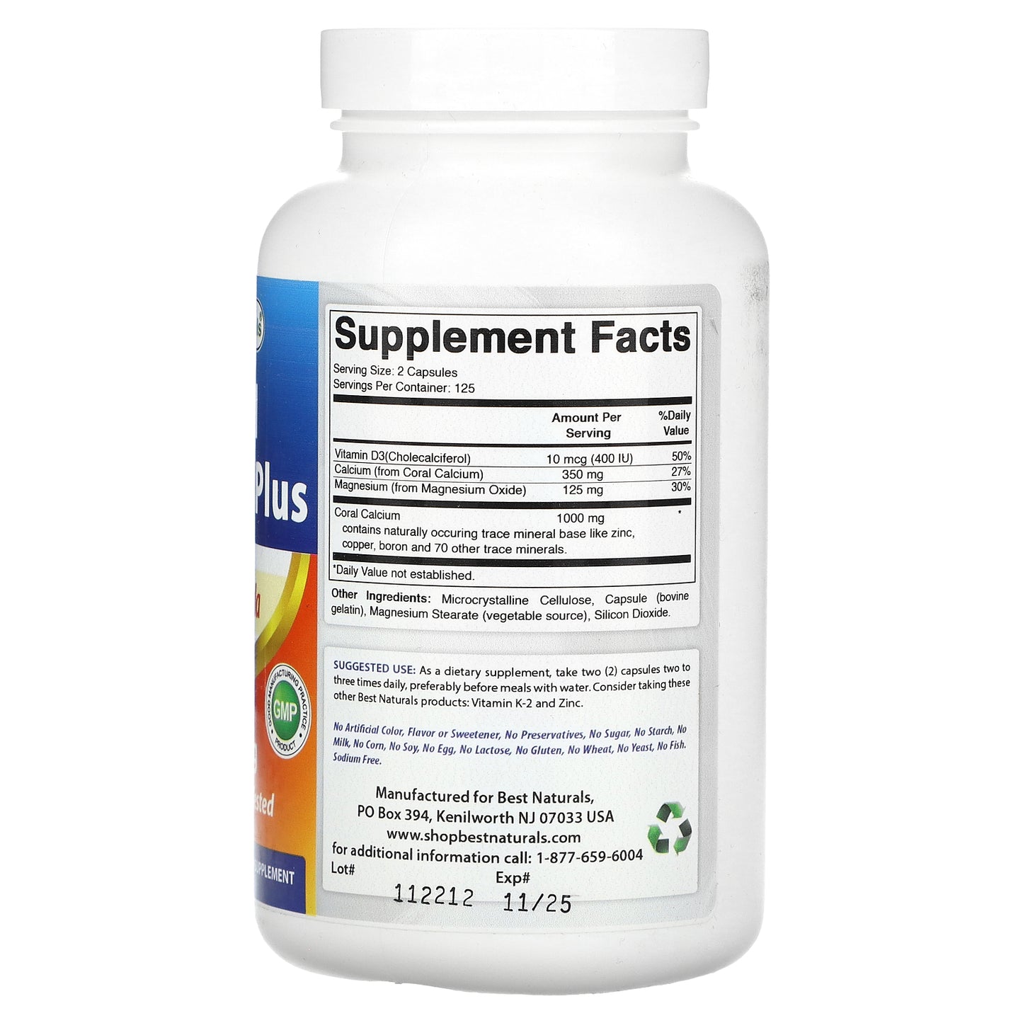 Best Naturals, Coral Calcium Plus, 250 Capsules (500 mg per Capsule)