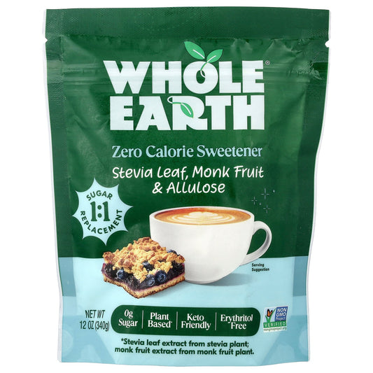Whole Earth, Stevia Leaf, Monk Fruit & Allulose, 12 oz (340 g)