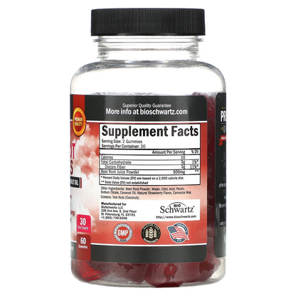 BioSchwartz, Beet Root Gummies, Sugar Free, 60 Gummies (250 mg per Gummy)