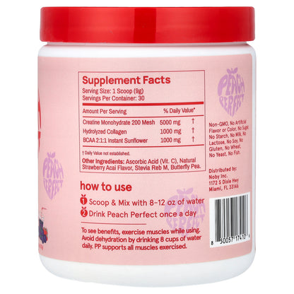 Peach Perfect, Creatine, Strawberry Acai, 9.5 oz (270 g)