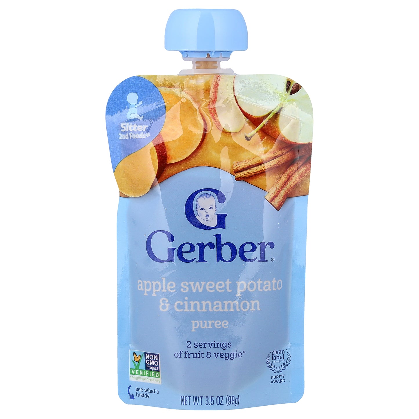 Gerber, Puree, 2nd Foods®, Apple Sweet Potato & Cinnamon, 3.5 oz (99 g)