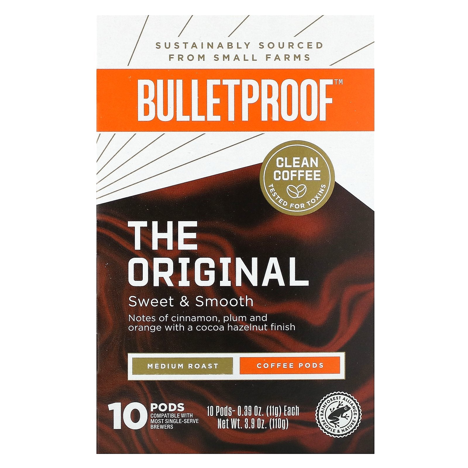 BulletProof, Coffee Pods, Medium Roast, 10 Pods, 0.39 oz (11 g) Each