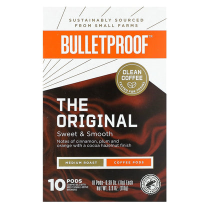 BulletProof, Coffee Pods, Medium Roast, 10 Pods, 0.39 oz (11 g) Each