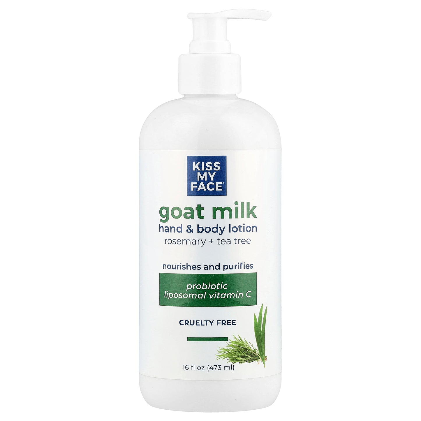 Kiss My Face, Goat Milk Hand & Body Lotion, Rosemary + Tea Tree, 16 fl oz (473 ml)