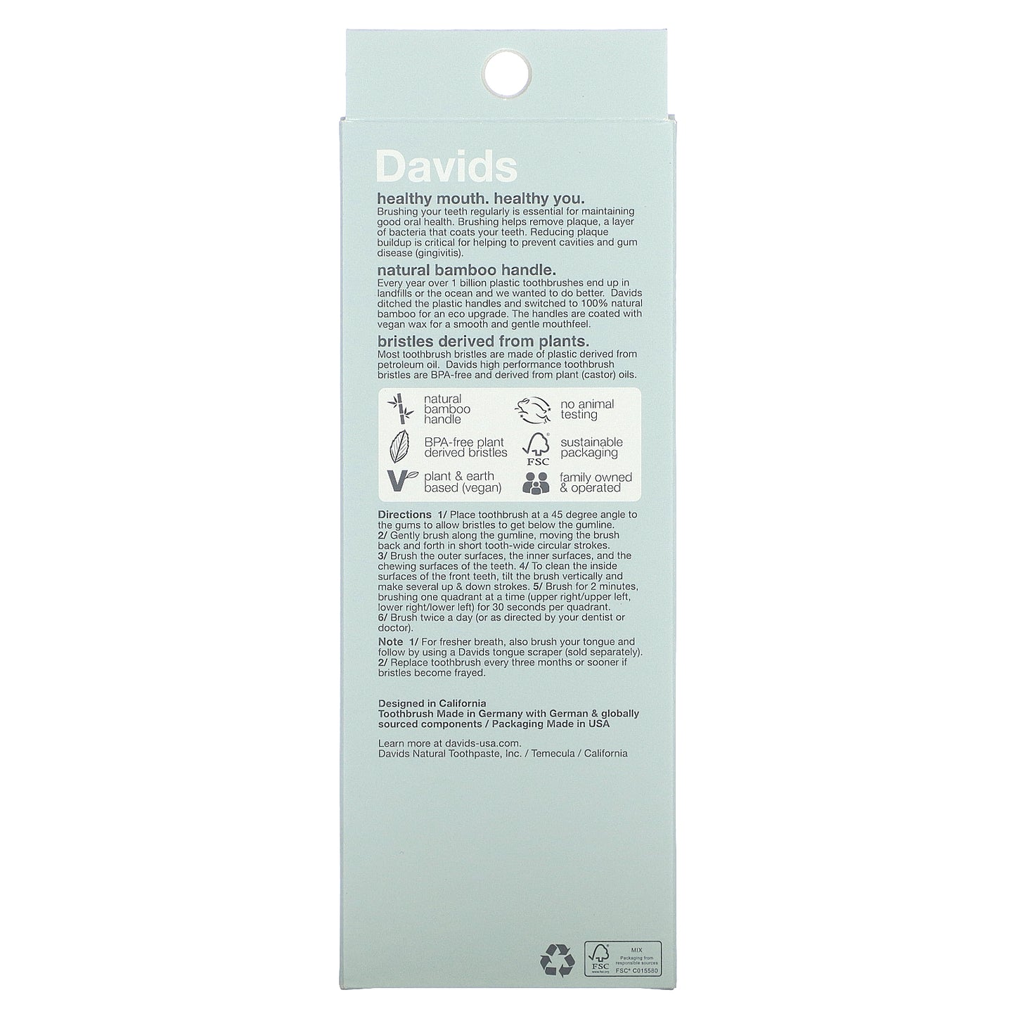 Davids, Premium Bamboo Toothbrush, Soft, Adult, 3 Toothbrushes