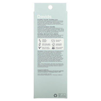 Davids, Premium Bamboo Toothbrush, Soft, Adult, 3 Toothbrushes