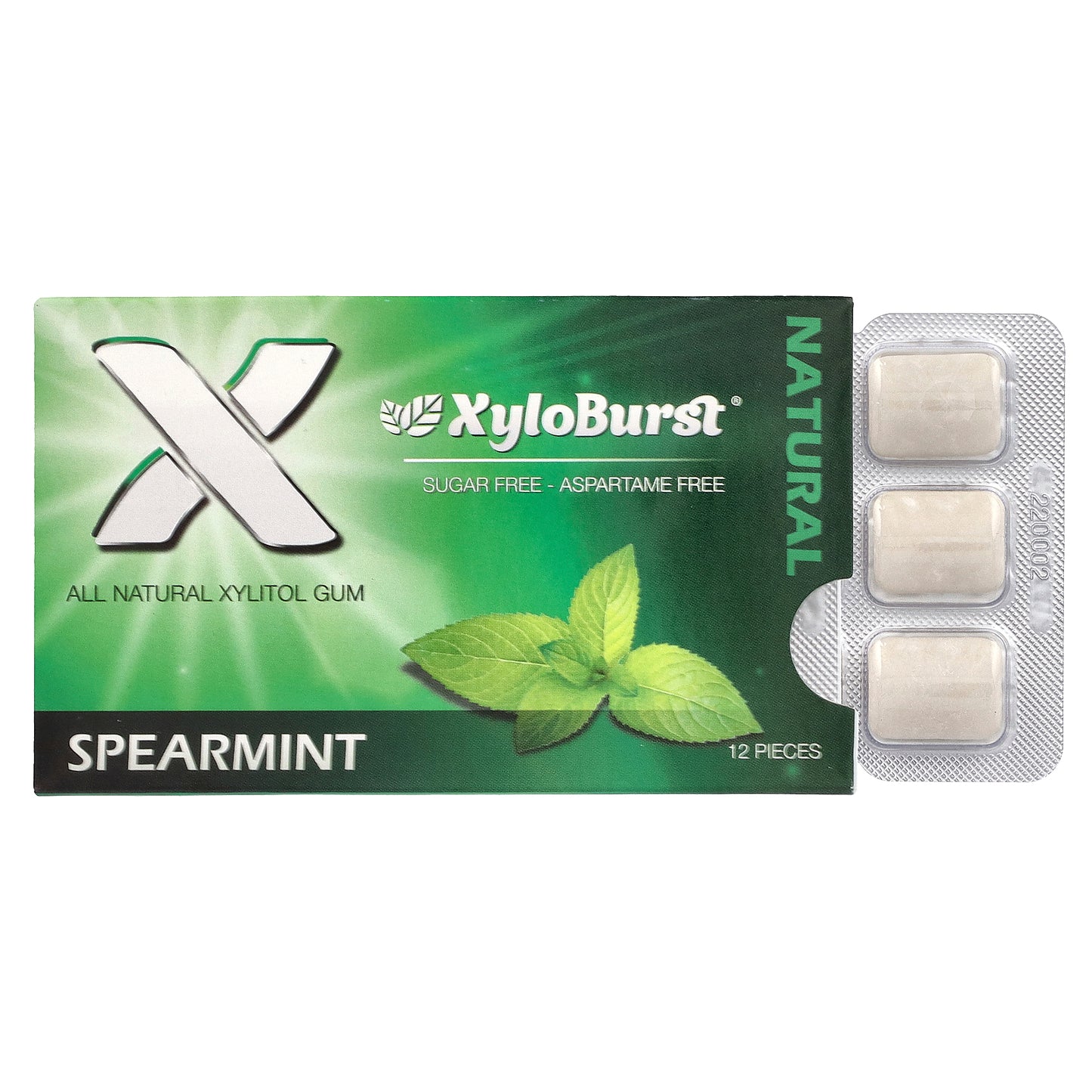 Xyloburst, Xylitol Gum, Spearmint, 12 Pieces