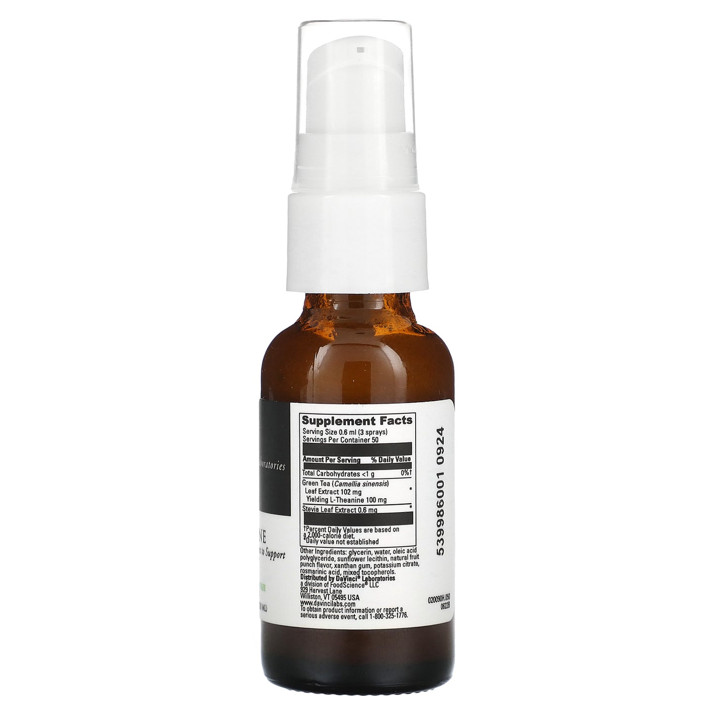 DaVinci Laboratories, Liposomal L-Theanine, Fruit Punch, 1 fl oz (30 ml)