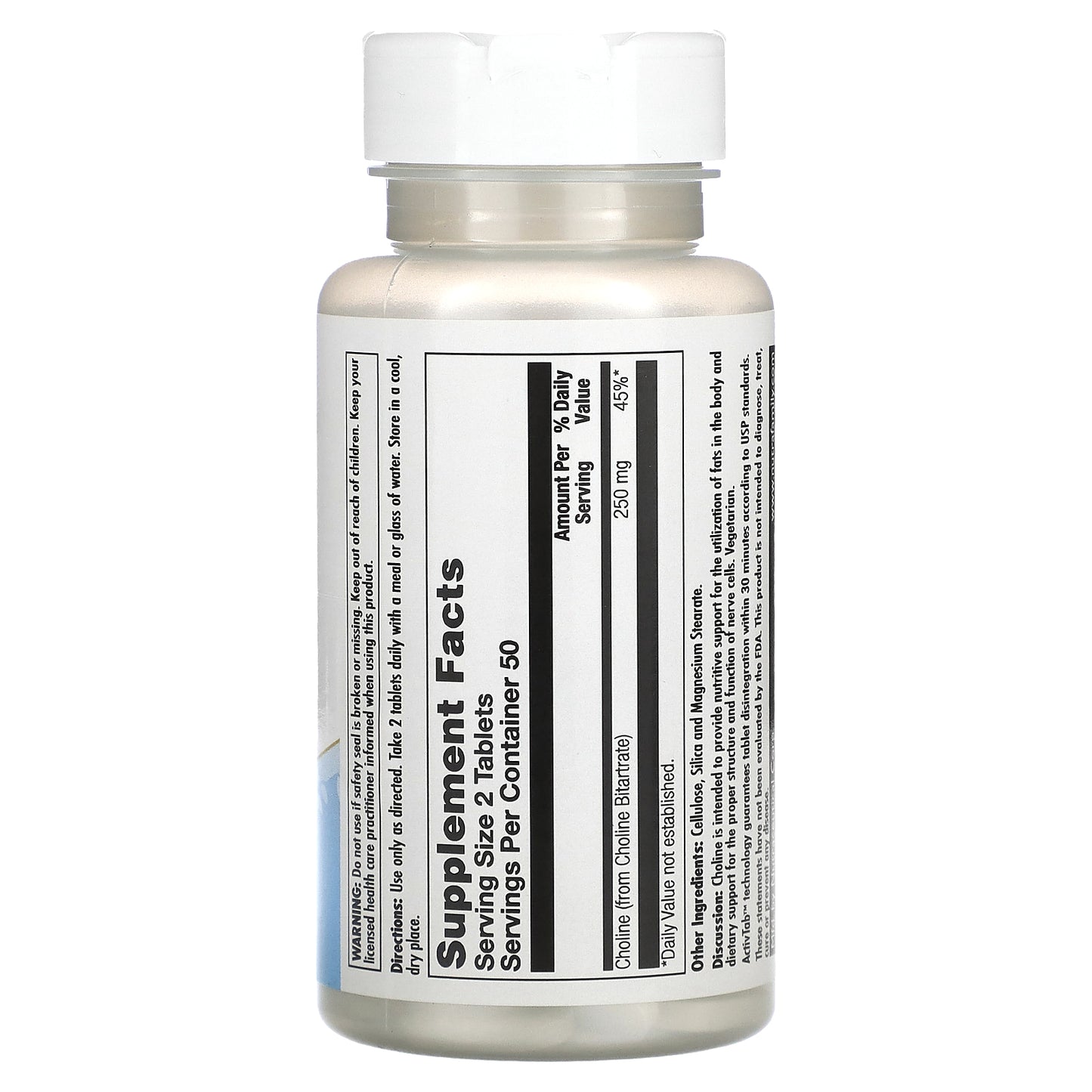 KAL, Choline, 100 Tablets (125 mg per Tablet)