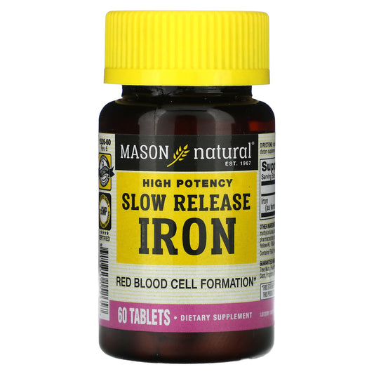 Mason Natural, Slow Release Iron, High Potency, 50 mg, 60 Tablets