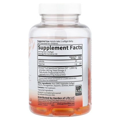 Garden of Life, Norwegian Salmon Oil, 60 Softgels (1,000 mg per Softgel)