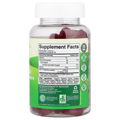 Nature's Craft, Kids Probiotic Organic Gummies, Strawberry, 60 Gummies