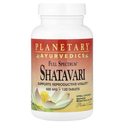 Planetary Herbals, Ayurvedics, Full Spectrum™, Shatavari, 500 mg, 120 Tablets