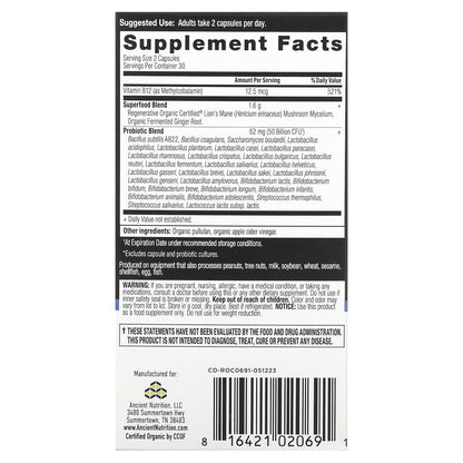 Ancient Nutrition, Probiotics, 25 Billion CFU, 60 Capsules