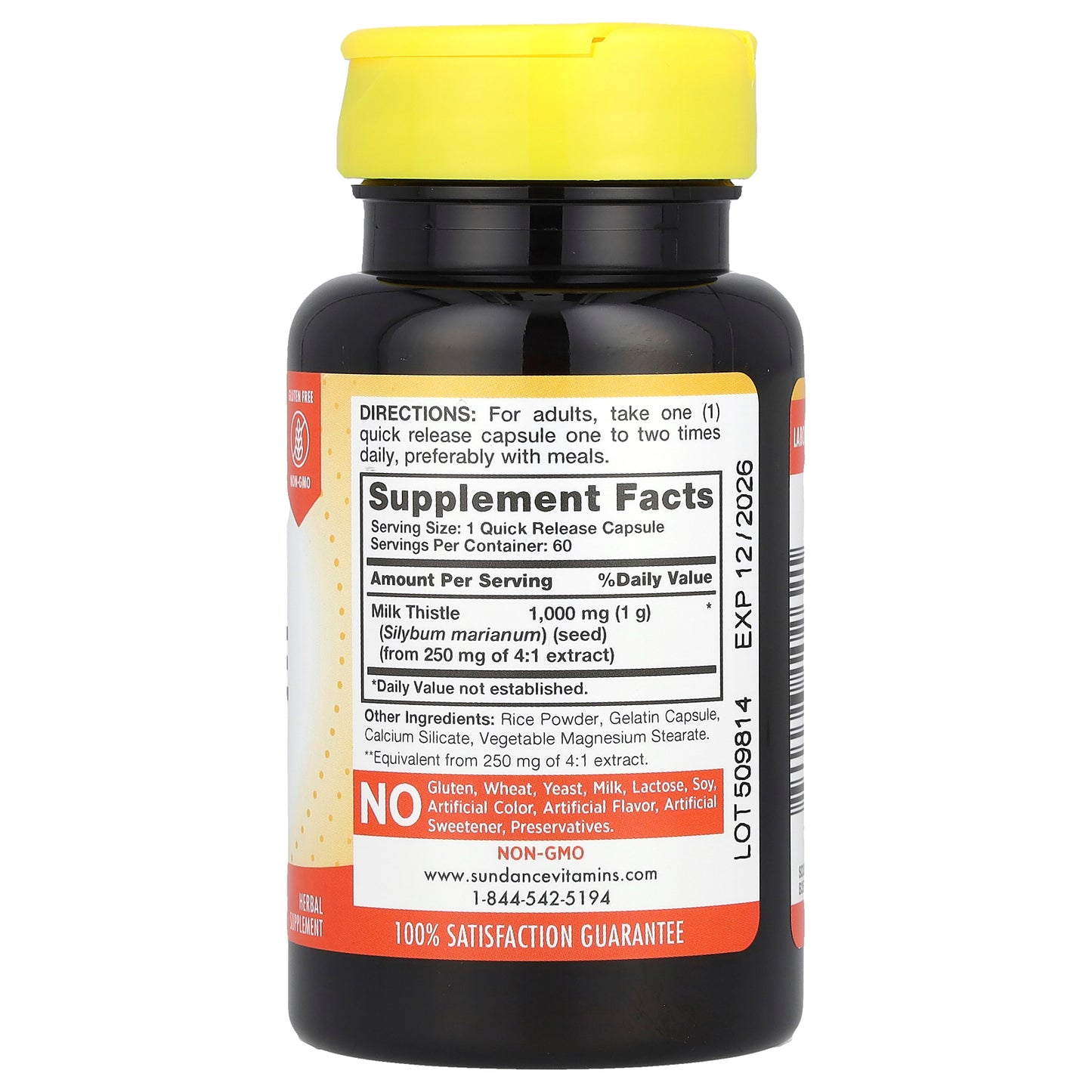 Sundance Vitamins, Milk Thistle, 1,000 mg, 60 Quick Release Capsules