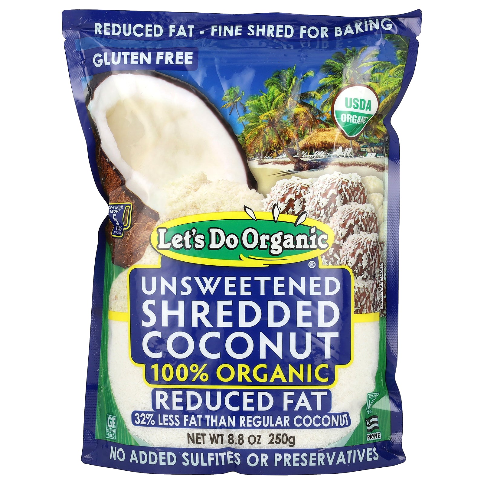 Edward & Sons, Let's Do Organic®, Reduced Fat Unsweetened Shredded Coconut, 8.8 oz (250 g)