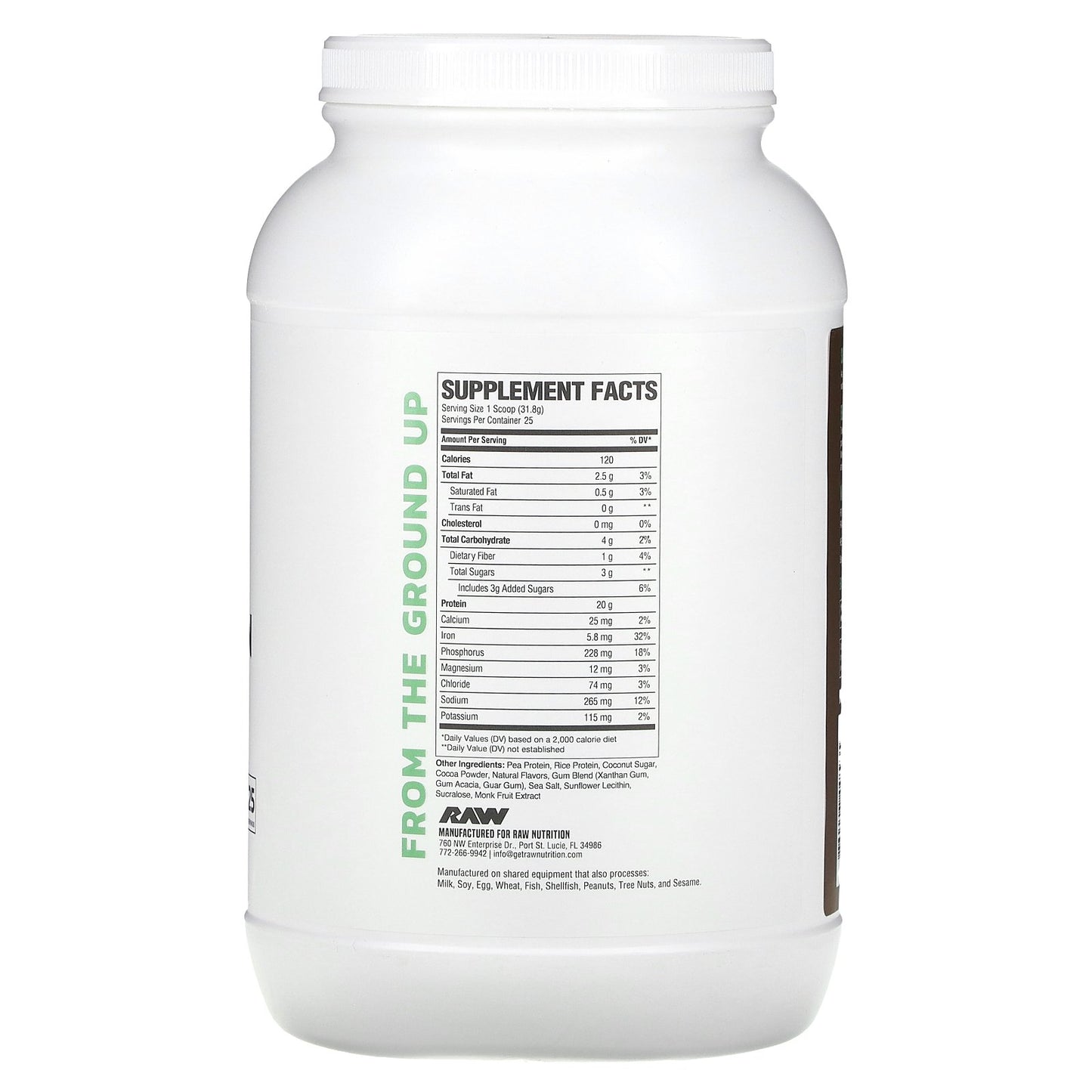 Raw Nutrition, Vegan Protein, Chocolate, 1.75 lbs (795 g)