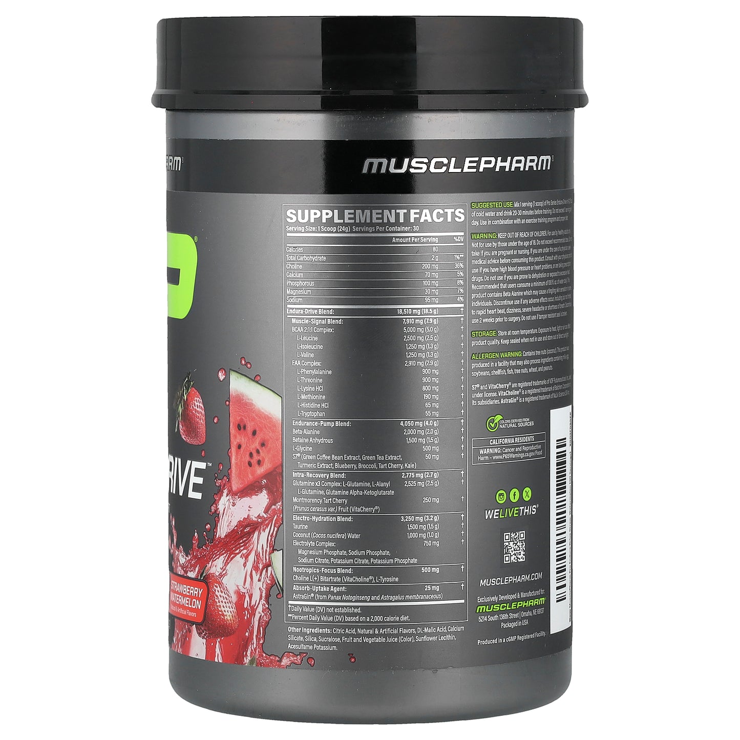 MusclePharm, Pro Series, Endura-Drive™, Strawberry Watermelon, 1.6 lbs (720 g)