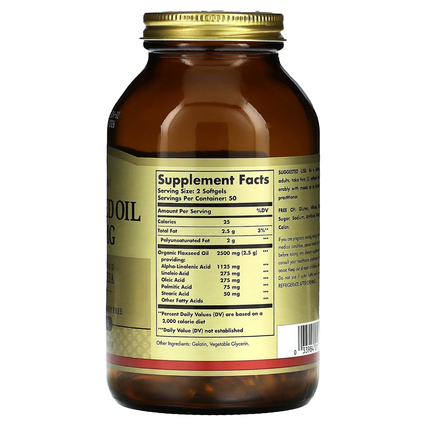 Solgar, Flaxseed Oil, 1,250 mg, 100 Softgels (625 mg per Softgel)