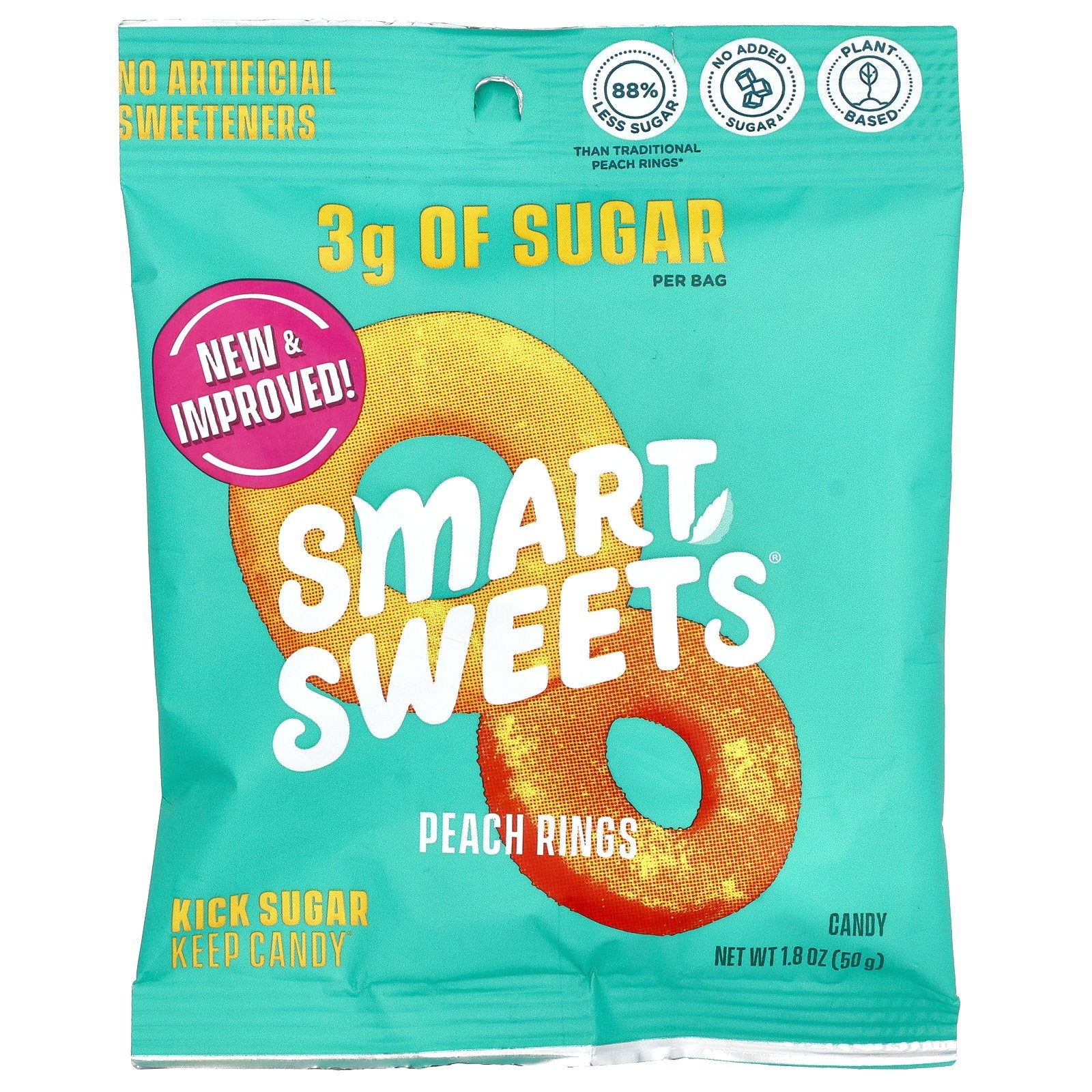 SmartSweets, Peach Rings, 1.8 oz (50 g)