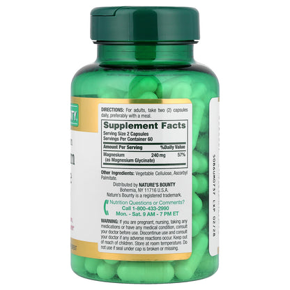 Nature's Bounty, Magnesium Glycinate, High Absorption, 120 Capsules (120 mg per Capsule)