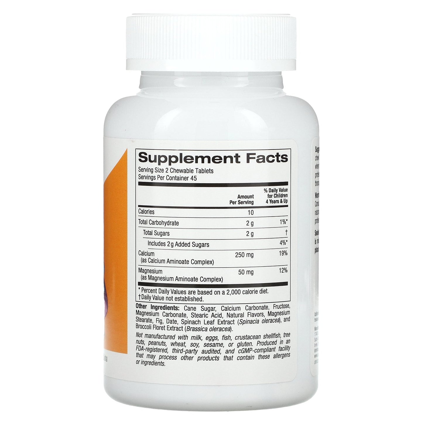 California Gold Nutrition, Chewable Calcium with Magnesium For Children, Birthday Cake, 90 Vegetarian Tablets