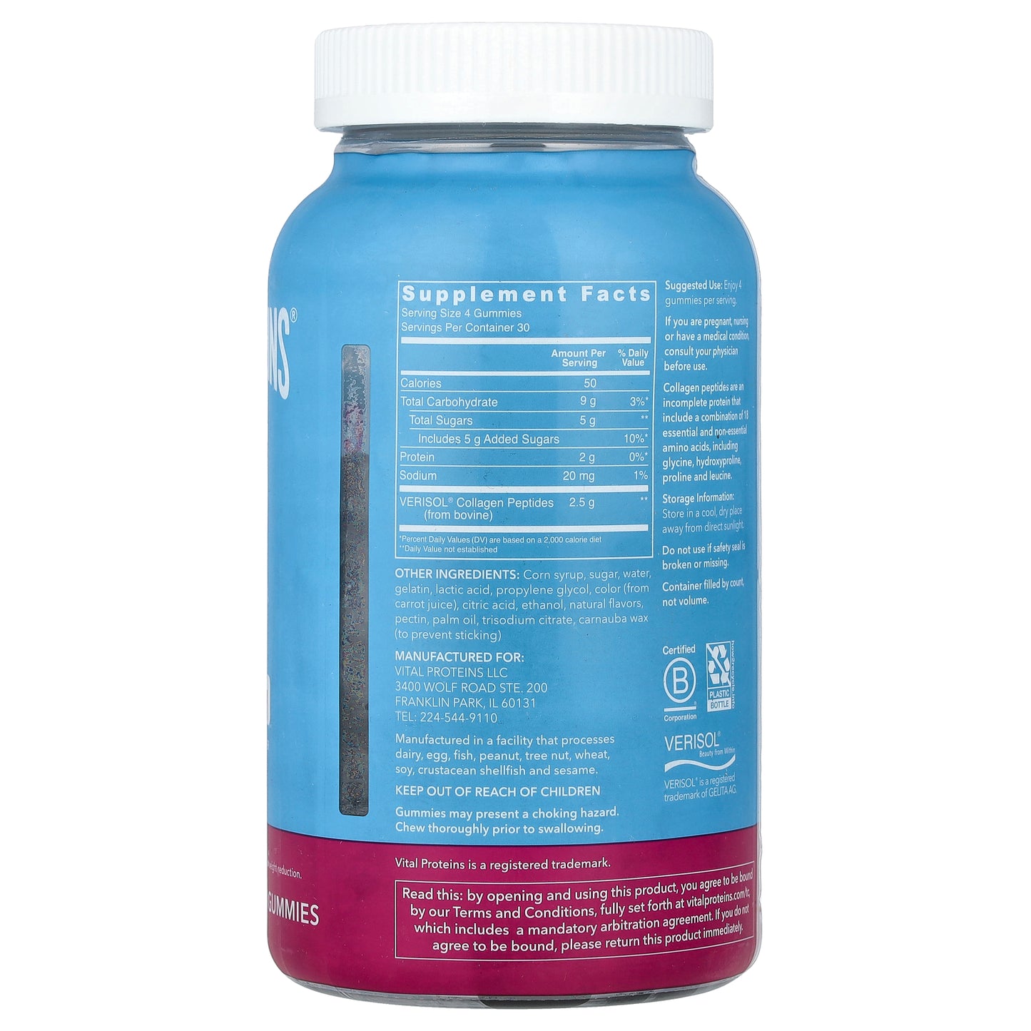 Vital Proteins, Collagen Gummies, Raspberry, 120 Gummies (0.625 g per Gummy)