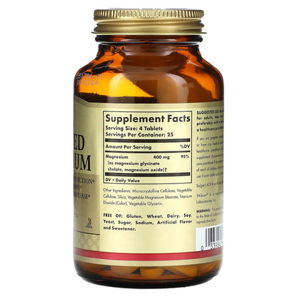 Solgar, Chelated Magnesium, 100 Tablets (100 mg per Tablet)