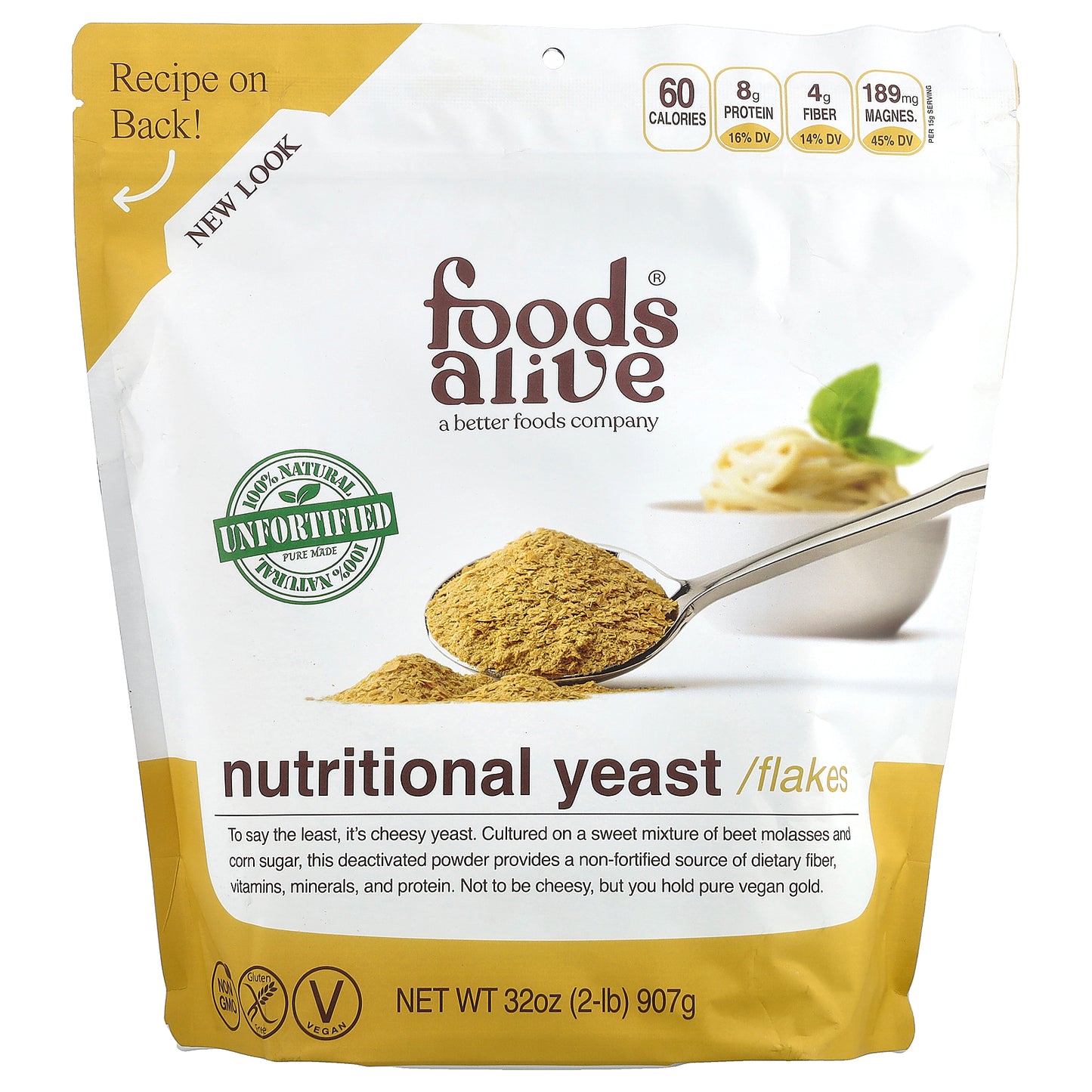 Foods Alive, Nutritional Yeast Flakes, Unfortified, 2 lb (907 g)