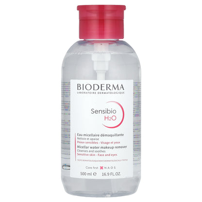 Bioderma, Sensibio H2O, Micellar Water Makeup Remover, Pump, 16.9 fl oz (500 ml)