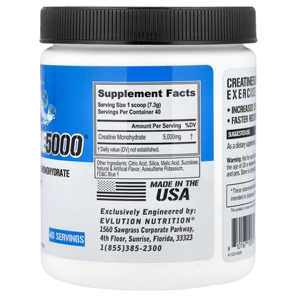 EVLution Nutrition, Creatine 5000®, Blue Raz, 10.3 oz (292 g)