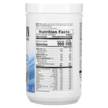 NaturesPlus, Spiru-Tein, Protein Powder Meal, Vanilla, 1.06 lbs (480 g)