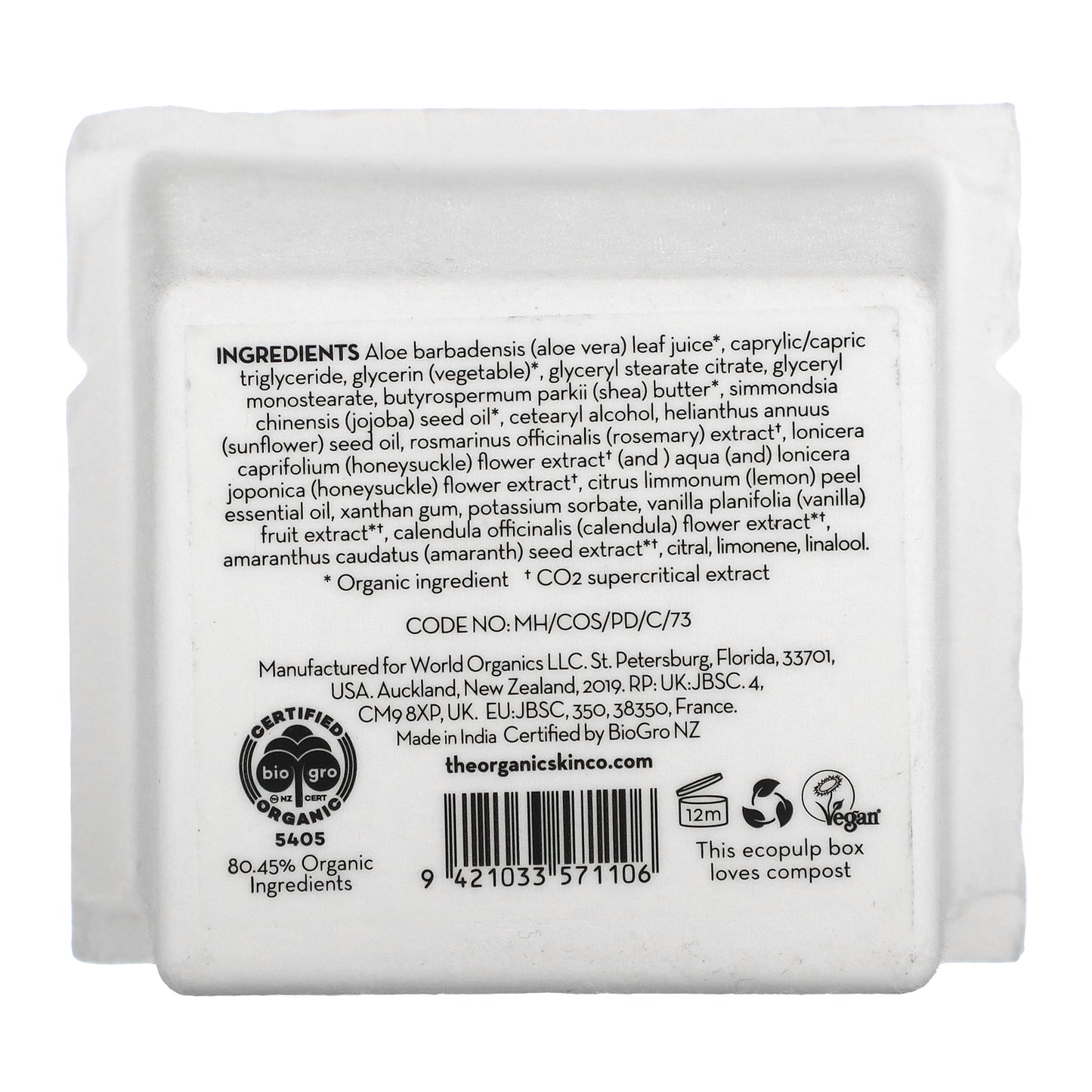 The Organic Skin Co., Hydration Agent Moisturizer, Vanilla and Amaranth, 1.7 fl oz (50 ml)