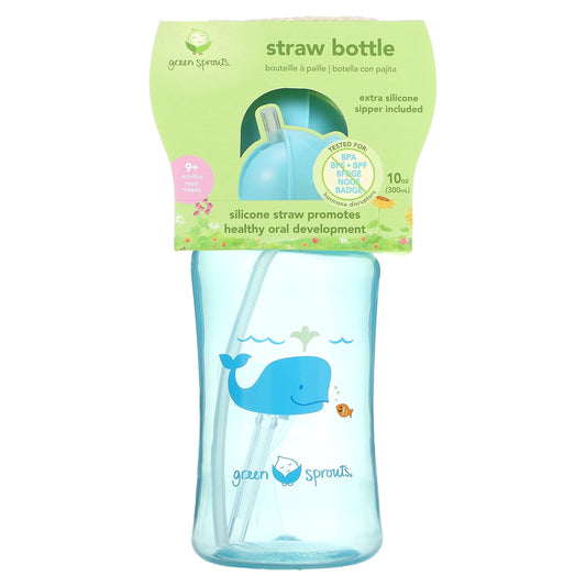 Green Sprouts, Straw Bottle, 9+ Months, Aqua, 10 oz (300 ml)