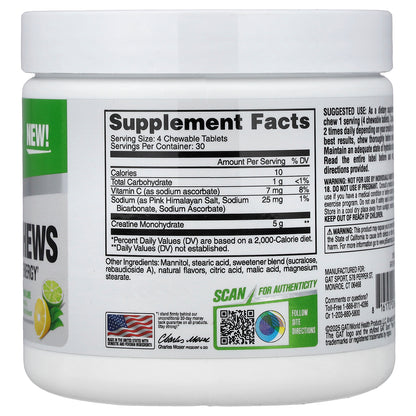 GAT, Sport, Creatine Chews, Lemon Lime, 120 Chewable Tablets