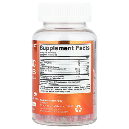 Vitamatic, Zinc Gummies, Mixed Berry, 60 Gummies