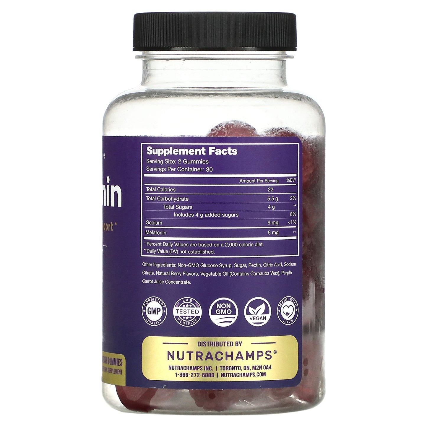 NutraChamps, Melatonin, Natural Berry, 60 Vegan Gummies