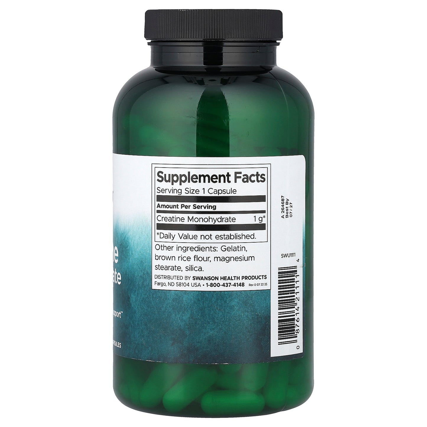 Swanson, Creatine Monohydrate, 1 g, 180 Capsules