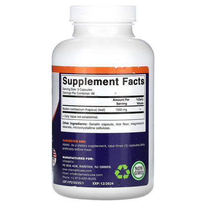 Vitamatic, Mullein Leaf, 200 Capsules (333 mg per Capsule)