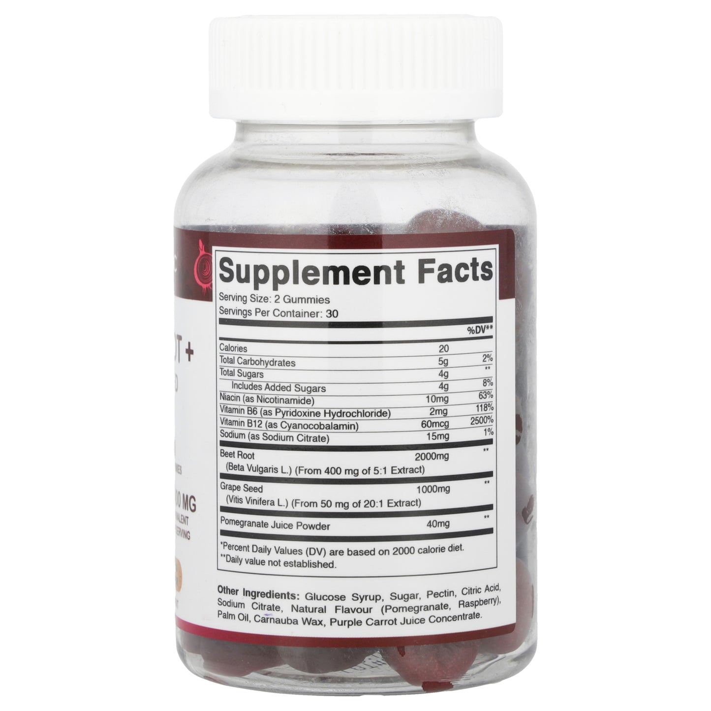 Vitamatic, Beet Root + Grape Seed Gummies, Natural Raspberry &  Pomegranate, 60 Gummies