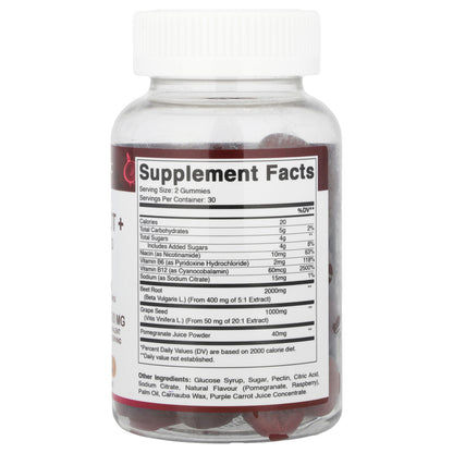 Vitamatic, Beet Root + Grape Seed Gummies, Natural Raspberry &  Pomegranate, 60 Gummies