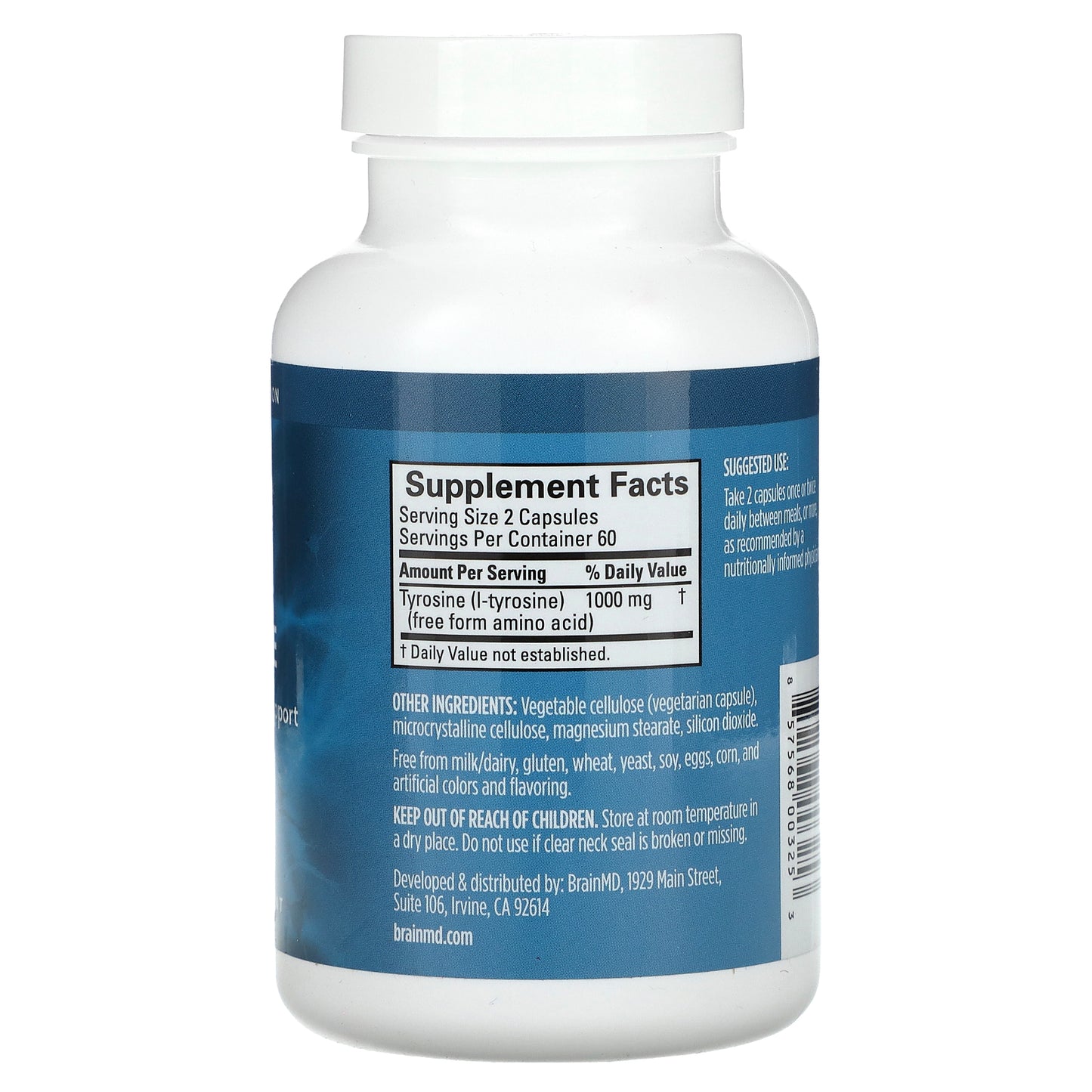 BrainMD, Tyrosine, 120 Capsules (500 mg per Capsule)