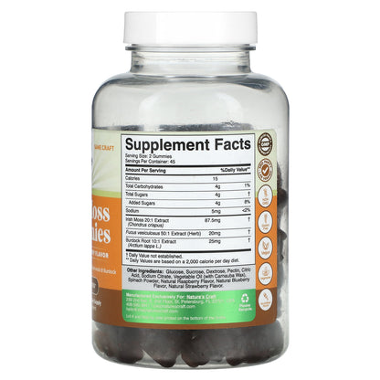 Nature's Craft, Sea Moss Gummies, Mixed Berry, 90 Gummies