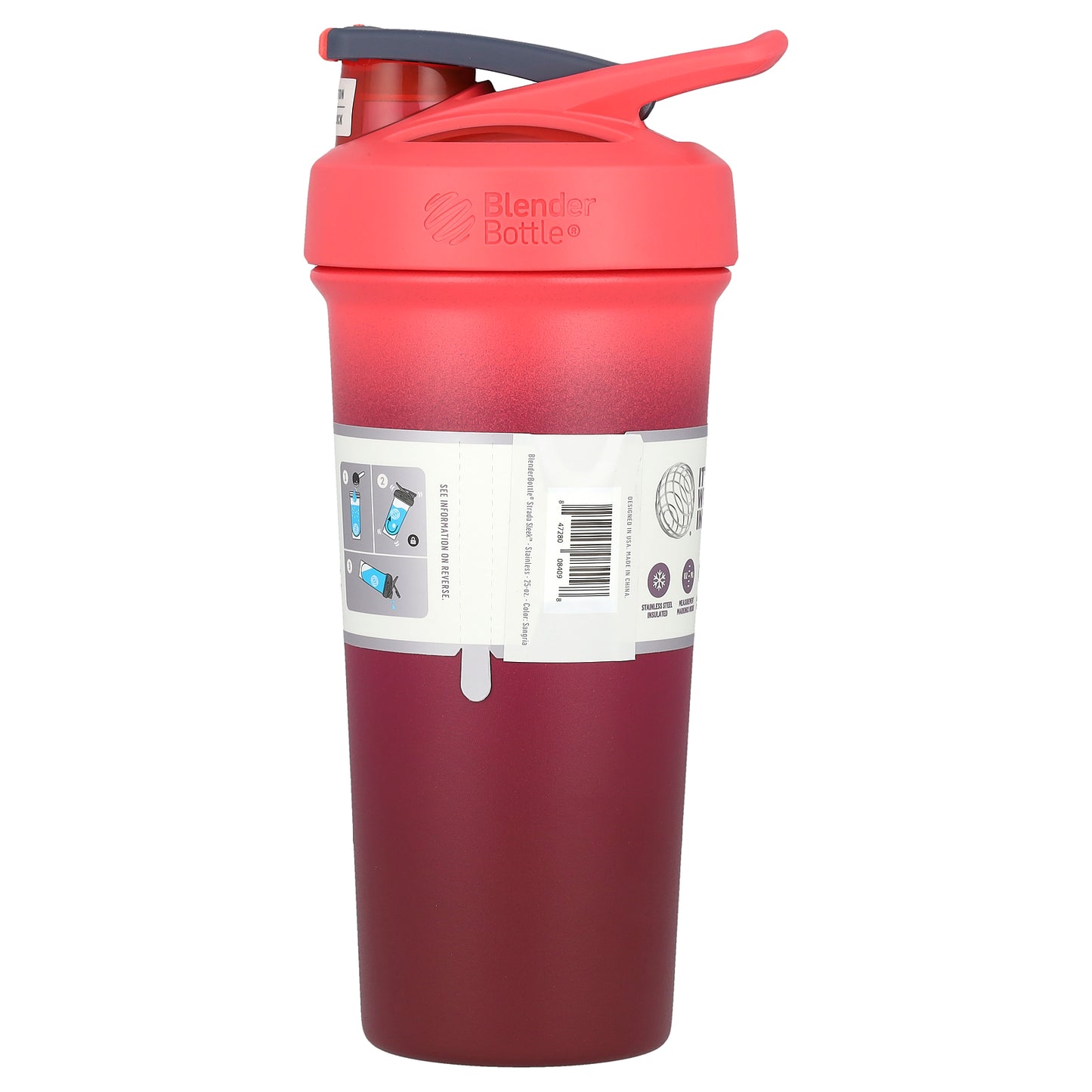 Blender Bottle, Strada Sleek™, Insulated Stainless Steel, Sangria, 25 oz (740 ml)