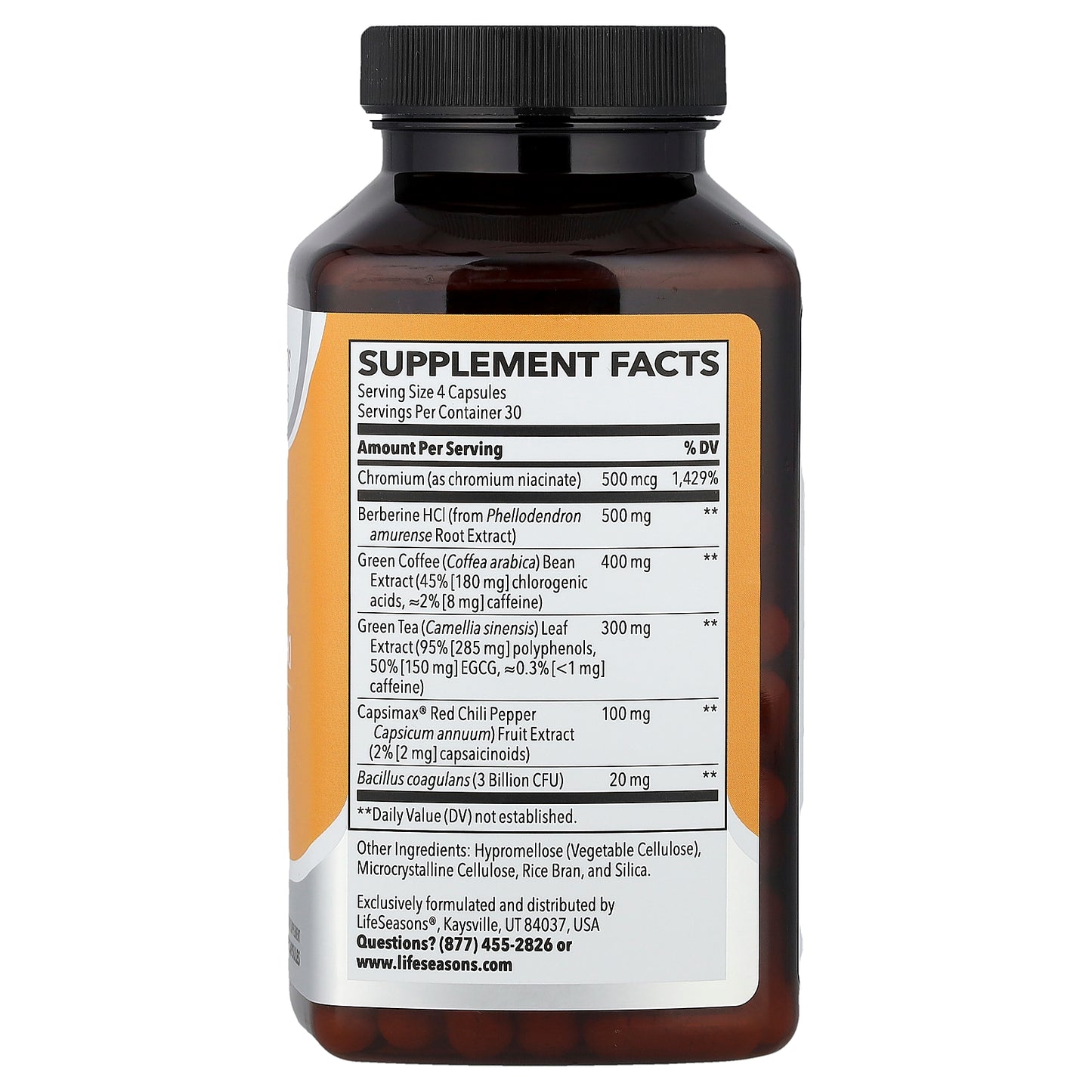 LifeSeasons, Therapeutics, GLP-1 Support, With Berberine HCl, 120 Veg Capsules