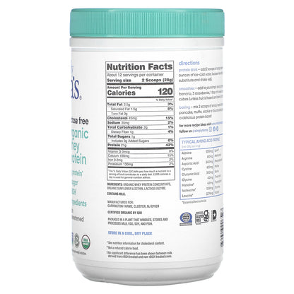 Simply Tera's, Organic Whey Protein, Plain Unsweetened, 12 oz (340 g)