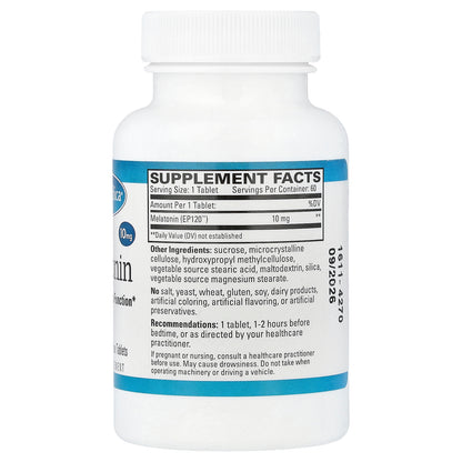 EuroMedica, Melatonin, 10 mg, 60 Sustained Release Tablets