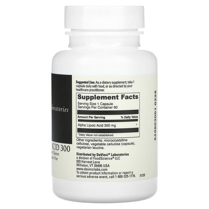 DaVinci Laboratories, Alpha Lipoic Acid 300, 300 mg , 60 Capsules
