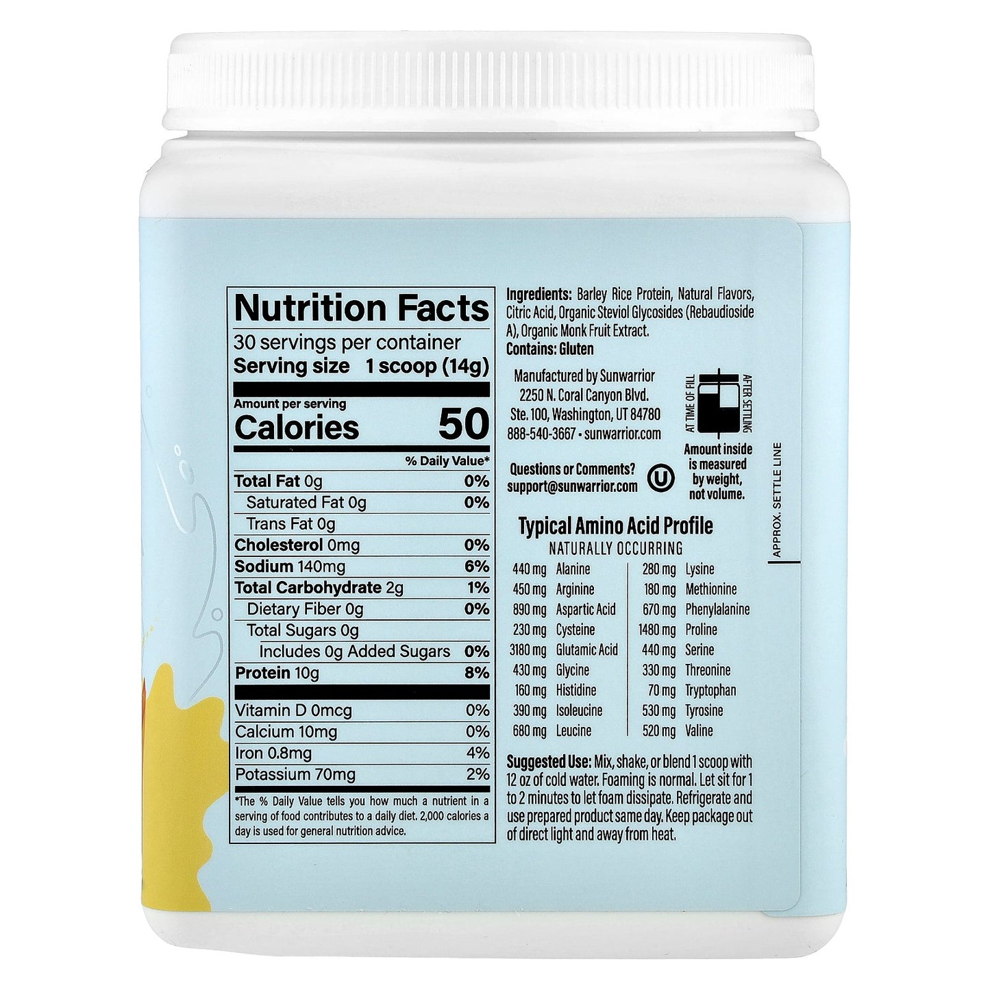 Sunwarrior, Clear Protein Refresher, Peach Mango , 14.8 oz (420 g)