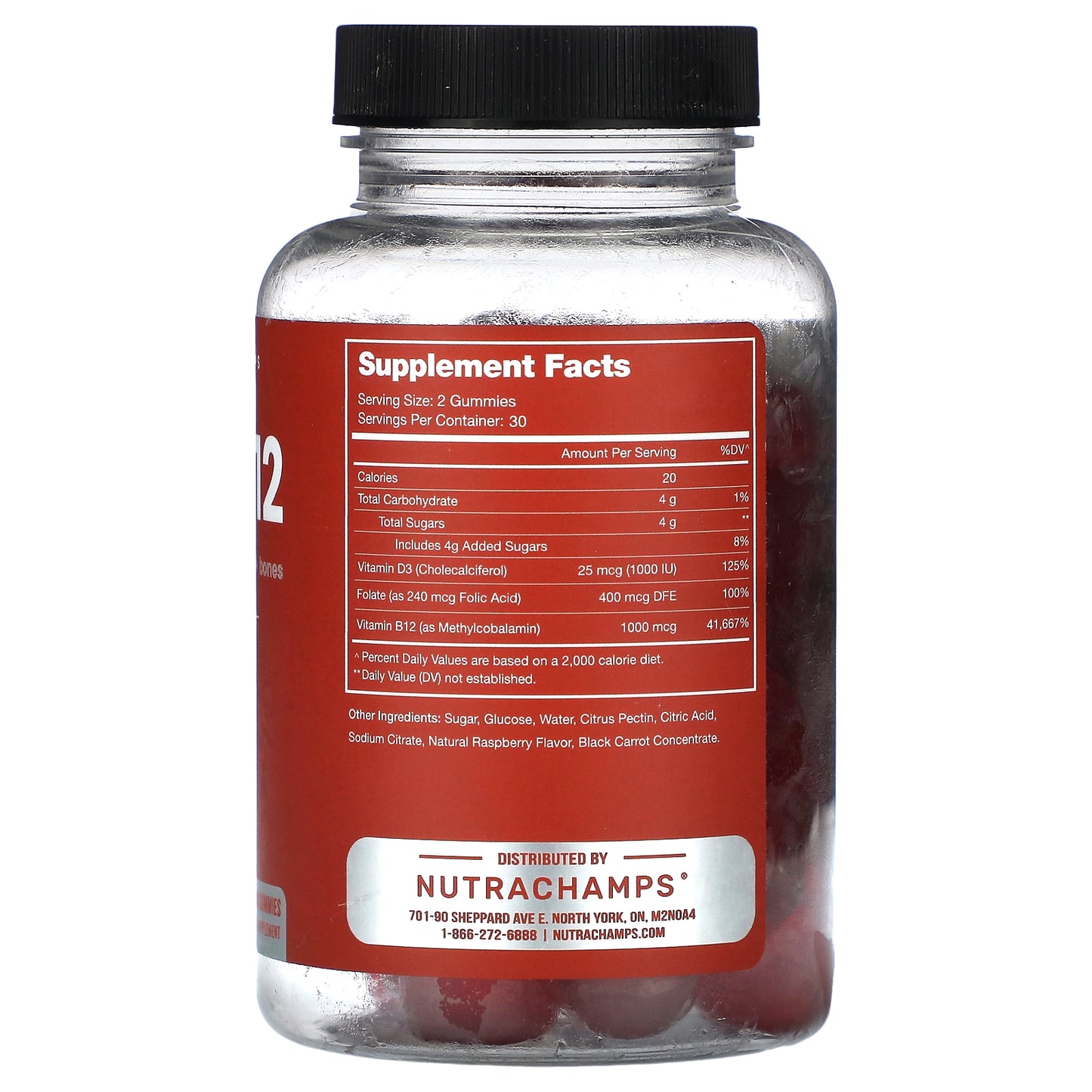 NutraChamps, D3 + B12, Raspberry, 60 Vitamin Gummies